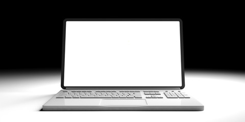 Fototapeta na wymiar Laptop with blank screen isolated on white and black background. 3d illustration