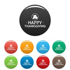 Nuts thanksgiving icons set 9 color vector isolated on white for any design