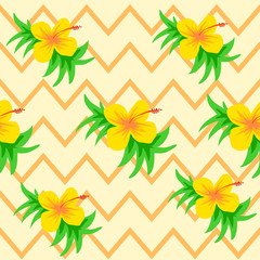 beautiful vector flower pattern with leaf on white background