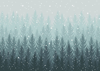 winter forest. falling snow in the air. christmas theme. new year weather. background