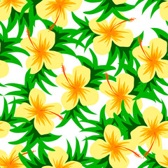 beautiful vector flower pattern with leaf on white background