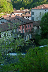 The ancient village of Polcenigo, one of the most beautiful villages in Italy in the Province of...