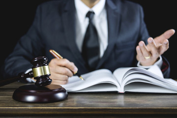 Legal law, Judge gavel with Justice lawyers advice with gavel and Scales of justice, Counselor or...