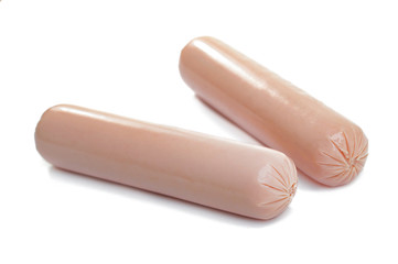 fresh sausages isolated on a white background