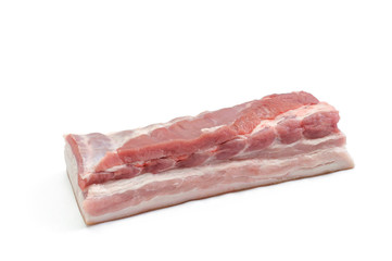 Fresh raw pork bacon meat isolated on white background