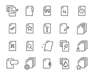 set of document icons, such as files, checkmark, find, search, paper