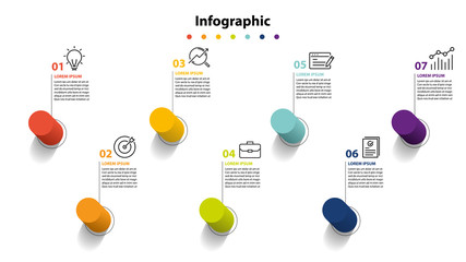 infographic element design 7 step, infochart planning