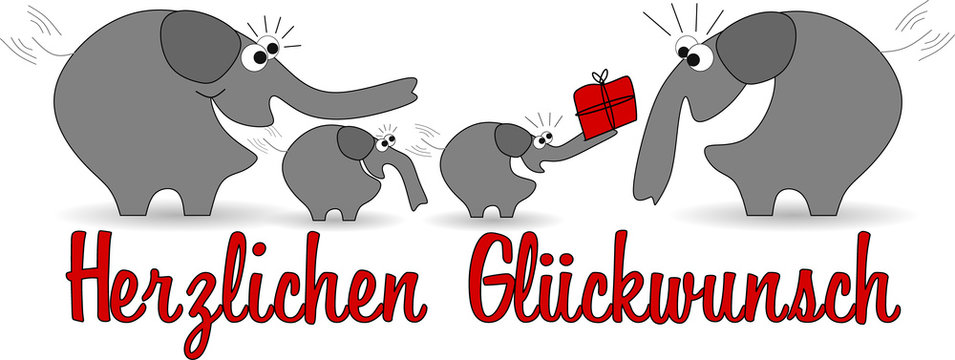 Kleiner Elefant &uuml;berreicht seinem Vater ein Geschenk