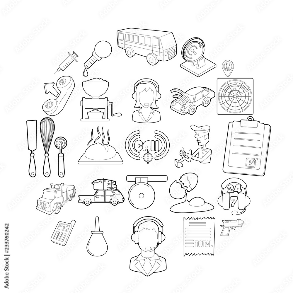 Poster children store icons set. outline set of 25 children store vector icons for web isolated on white ba