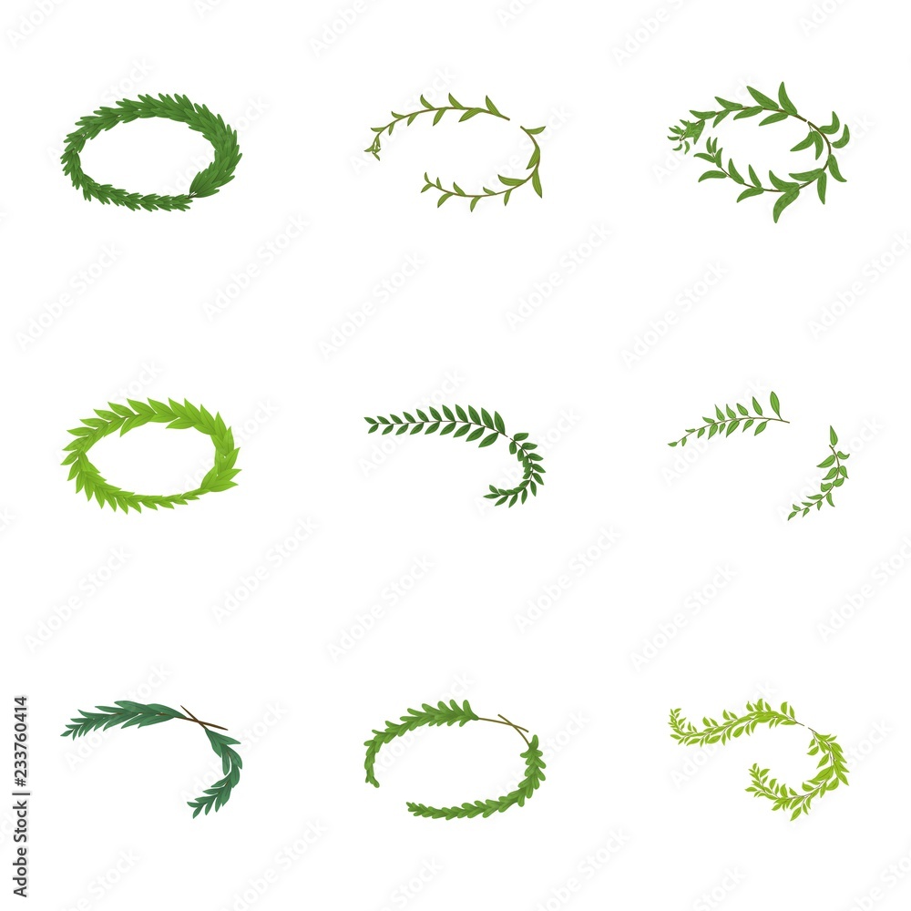 Poster wreath icons set. isometric set of 9 wreath vector icons for web isolated on white background