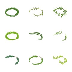 Wreath icons set. Isometric set of 9 wreath vector icons for web isolated on white background