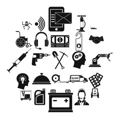 Support icons set. Simple set of 25 support vector icons for web isolated on white background