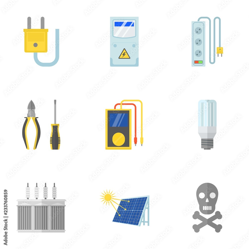 Poster measurement of electricity icons set. flat set of 9 measurement of electricity vector icons for web 