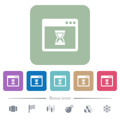 Waiting application flat icons on color rounded square backgrounds