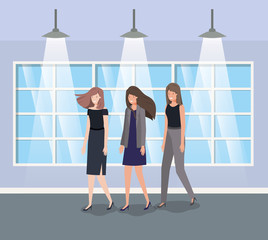 Obraz premium businesswomen group in corridor office