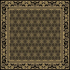 Template Print for Fabric. Pattern of floral geometric ornament with Border. illustration. Seamless. For Print Bandana, Shawl, Carpet
