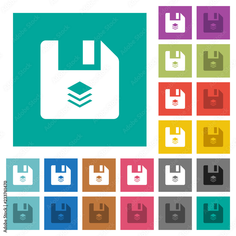 Poster multiple files square flat multi colored icons
