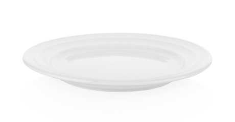 White plate on white background