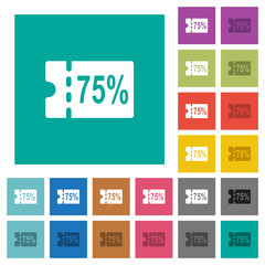 75 percent discount coupon square flat multi colored icons