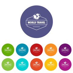 World travel icons color set vector for any web design on white background