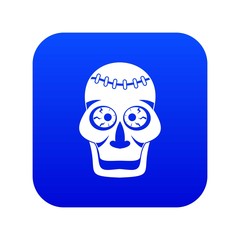 Skull icon digital blue for any design isolated on white vector illustration