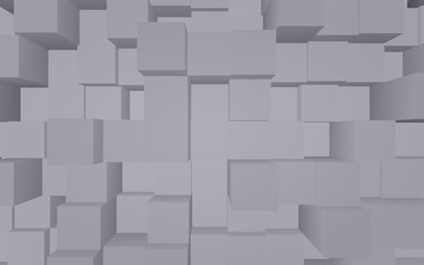 Abstract gray elegant cube geometric background. Chaotically advanced rectangular bars. 3D Rendering, 3D illustration
