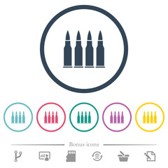 Four bullets flat color icons in round outlines