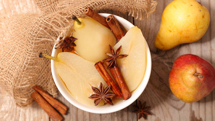 poached pear and cinnamon