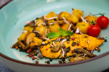 Chicken with Lemon Confit Ground Potatoes