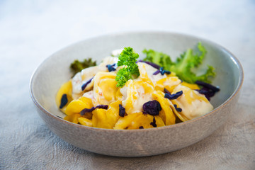 Tortellini Ham Sauce with ham and Parmesan cheese