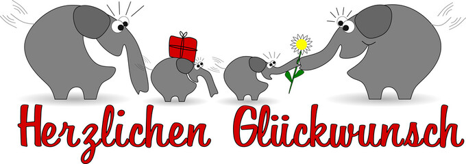 Elefantenkind &uuml;berreicht seiner Mutter eine Blume