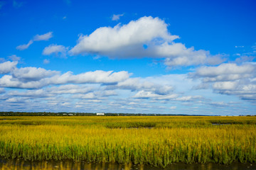 Mountains on a blue sky day, fall season.