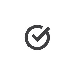 Black line check mark icon
