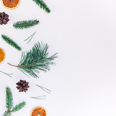 Christmas pattern with fir tree pine branches