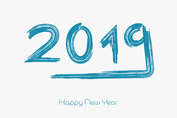 Happy New Year. Written text calligraphy in white watercolor style.