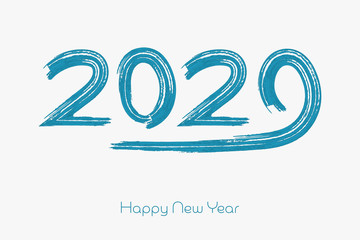 Happy New Year. Written text calligraphy in white watercolor style.
