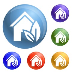 Eco house icons set vector 6 color isolated on white background