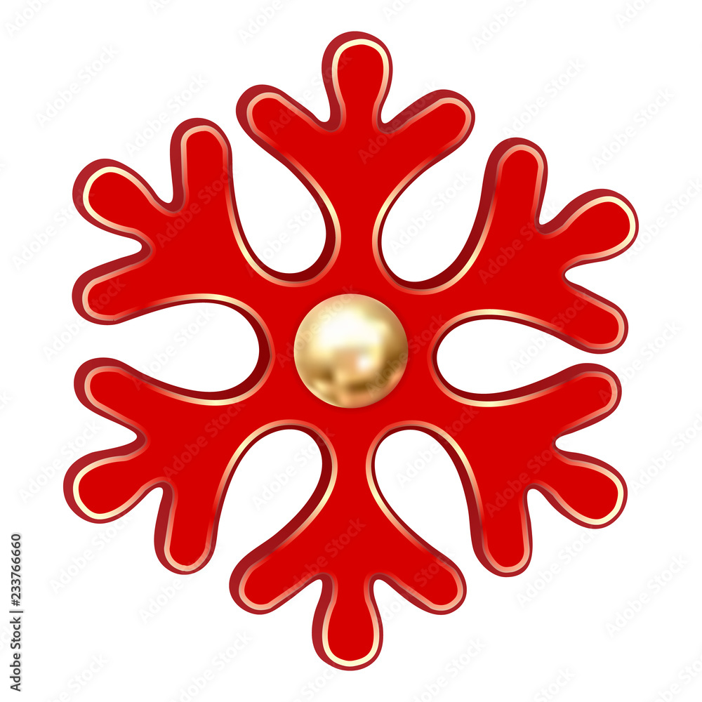 Poster red christmas snowflake icon. realistic illustration of red christmas snowflake vector icon for web 
