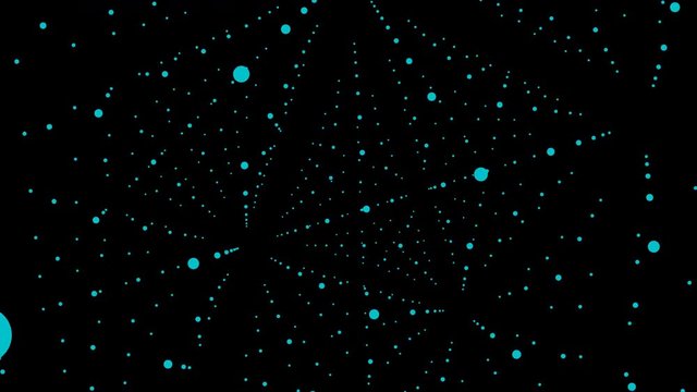 Blue dot particle design, Abstract fractal point geometry. Virtual cosmos, dynamic perspective geometry space