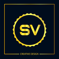 Initial letter SV Logo Template Vector Design