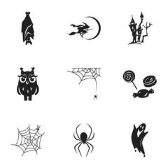 Scary Halloween icon set. Simple set of 9 scary Halloween vector icons for web design isolated on white background