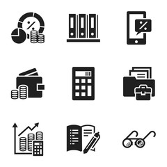 Finance strategy icon set. Simple set of 9 finance strategy vector icons for web design isolated on white background
