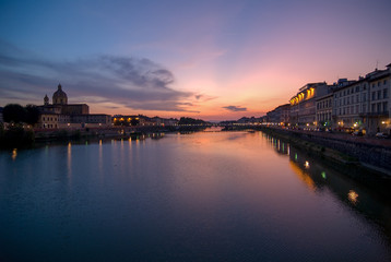 sunset at the river arno