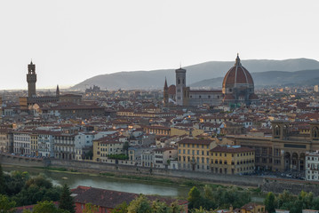 Fototapeta na wymiar citiscape of florence with cathedral and palazzo vecchio