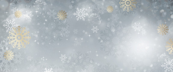 Christmas background with lights and snowflakes
