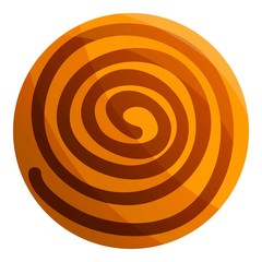 Chocolate drawn biscuit icon. Cartoon of chocolate drawn biscuit vector icon for web design isolated on white background