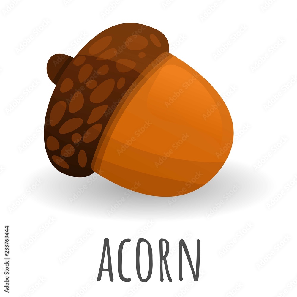 Poster acorn icon. cartoon of acorn vector icon for web design isolated on white background