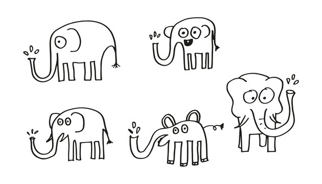 funny kid child drawing elephants