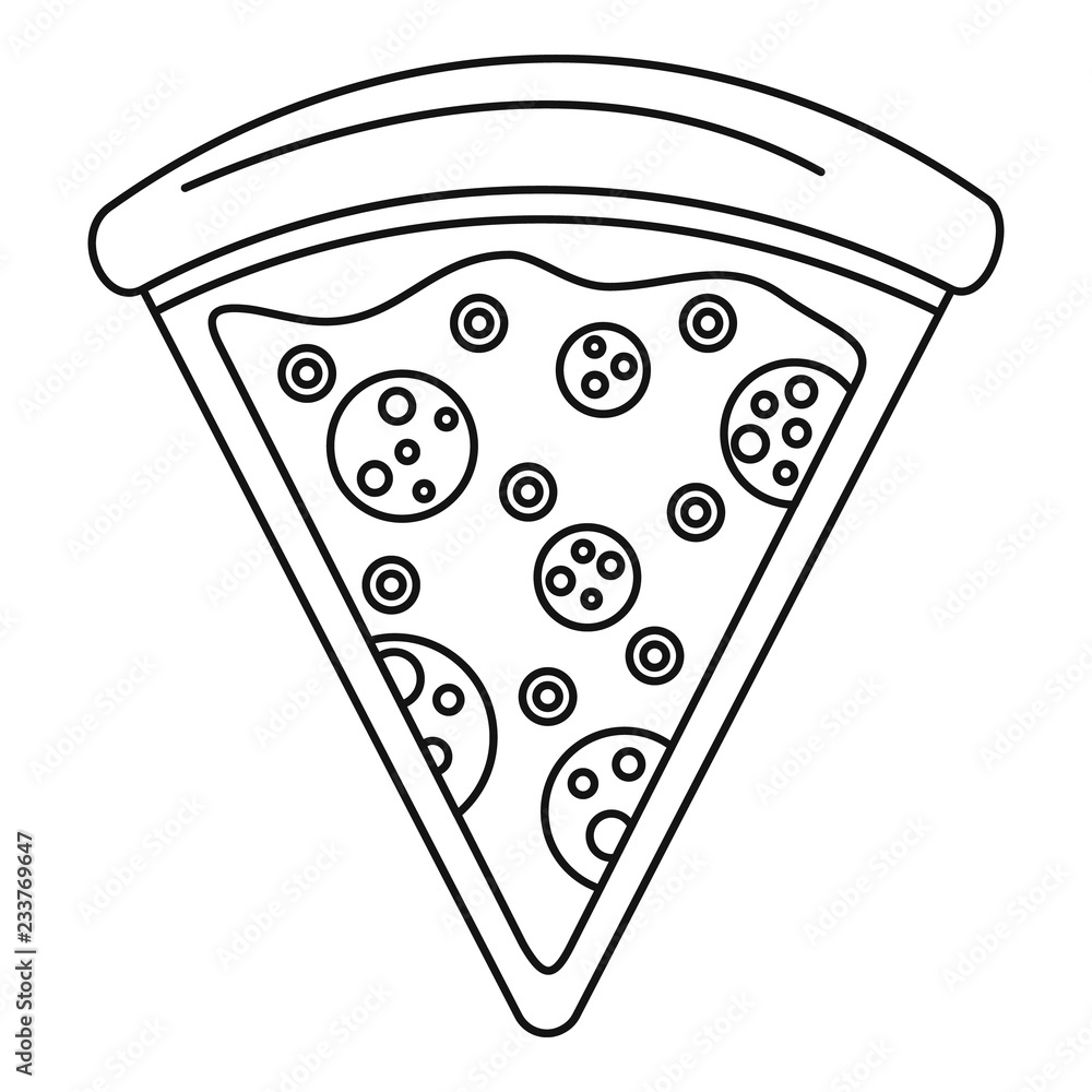 Poster pizza slice icon. outline pizza slice vector icon for web design isolated on white background