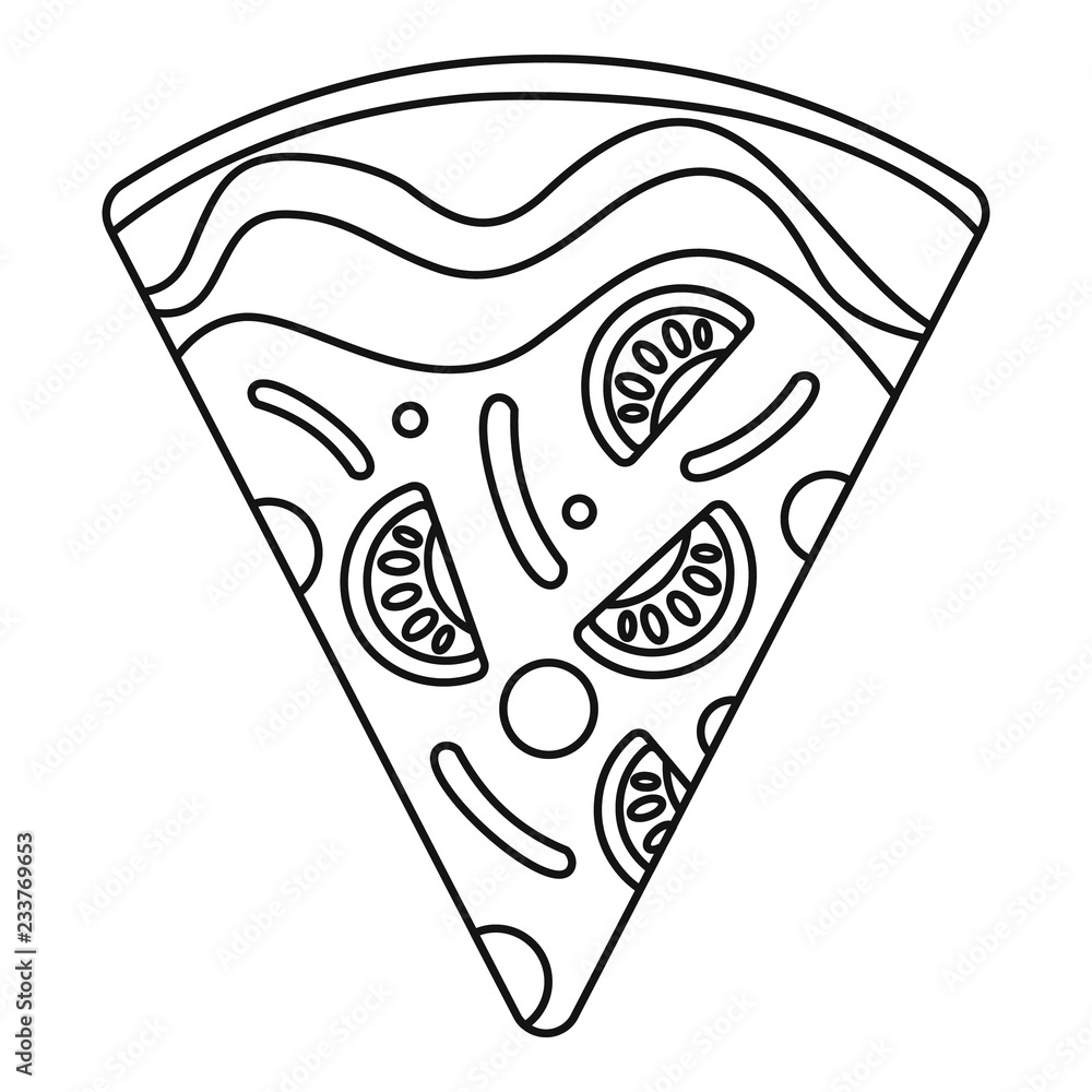 Poster slice mozzarella pizza icon. outline slice mozzarella pizza vector icon for web design isolated on w